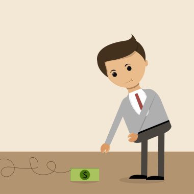 Business concept in flat design. Salary as bait, you're hooked from the start and system. Vector