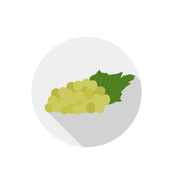 Icono plano aislado de frutas vegetarianas sobre fondo blanco. Uvas verdes maduras. Vector — Vector de stock