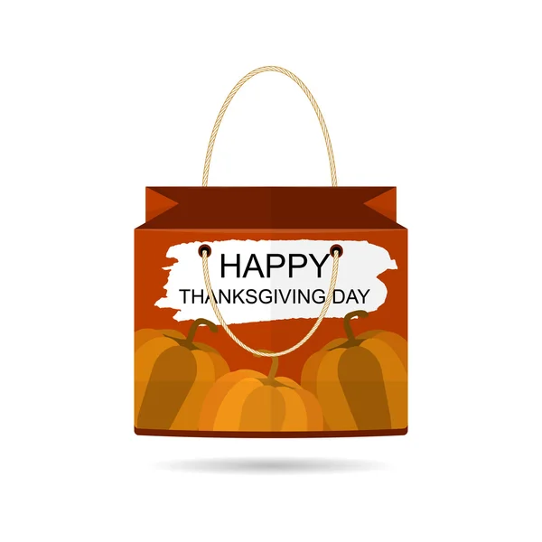 Colección de bolsas de compras de papel para Acción de Gracias con calabazas sobre fondo naranja colorido. El diseño de la bolsa. Vector — Vector de stock