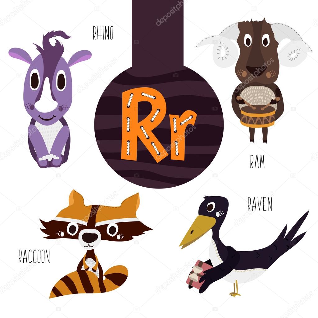 Fun animal letters of the alphabet for the development and learning of preschool children. Set of cute forest, domestic and marine animals with the letter r. Vector illustration Stock Vector Image by © Fun animal letters of the alphabet for the development and learning of preschool children. Set of cute forest, domestic and marine animals with the letter r. Vector illustration Stock Vector Image by ©