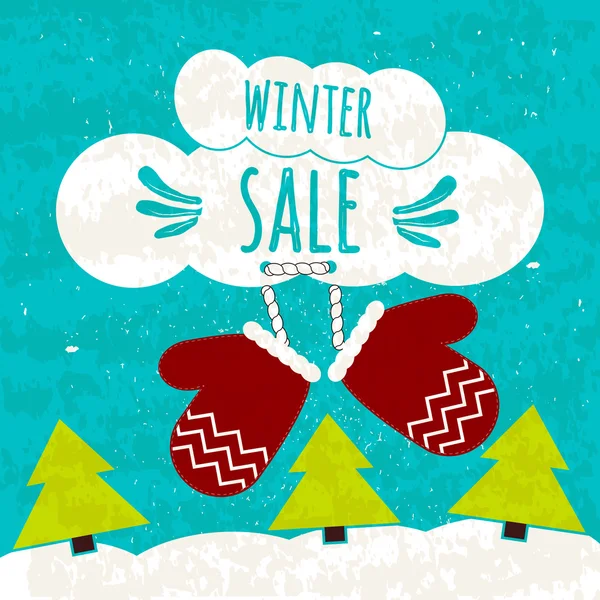 Juicy colorful typographic poster with the text about winter discounts and lower prices. Flyer for print shops and cafes. Winter sale. Vector