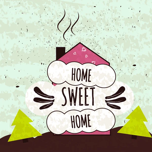 Colorful typographic motivational poster about the love of home and comfort. Home sweet home. Vector — ストックベクタ