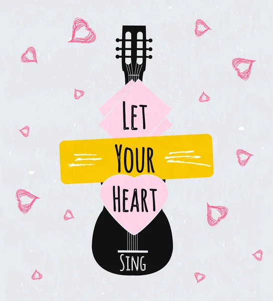 Colorful typographic motivational poster for music schools and institutions. Heart sings. Vector — 图库矢量图片