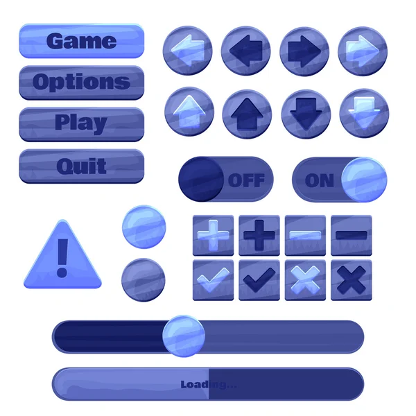 Kit de interfaz de usuario universal para el diseño de aplicaciones de juegos sensibles y juegos móviles en línea, sitios web, aplicaciones móviles e interfaz de usuario . — Vector de stock