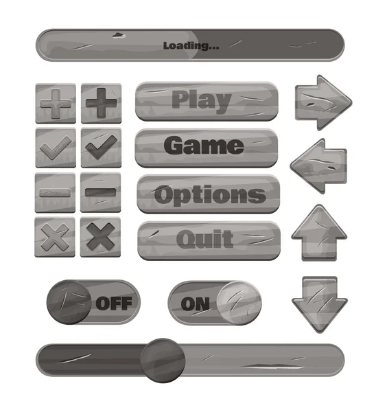 Kit universel d'interface utilisateur en métal pour concevoir des applications de jeu réactives et des jeux, sites Web, applications mobiles et interface utilisateur mobiles en ligne . — Image vectorielle