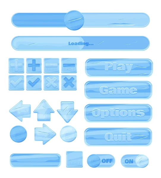 Universele winter Ice UI Kit voor het ontwerpen van responsieve gaming toepassingen en mobiele online games, websites, mobiele apps en gebruikersinterface. — Stockvector