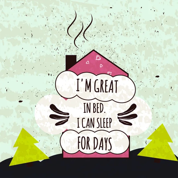 Cartaz motivacional tipográfico colorido sobre o amor à cama e dormir profundamente em um belo fundo. Vetor — Vetor de Stock