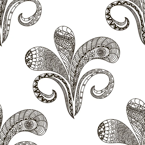 Modèle sans couture dessiné à la main dans un style d'art doodle Noir et blanc pour les cartes de conception, branding, invitations de mariage, étiquette, affiche, bannière, modèle avec gouttes d'eau. Vecteur — Image vectorielle