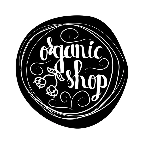 Affiche typographique créative pour les boutiques en ligne pour vendre des produits et aliments 100 % biologiques. Vecteur — Image vectorielle