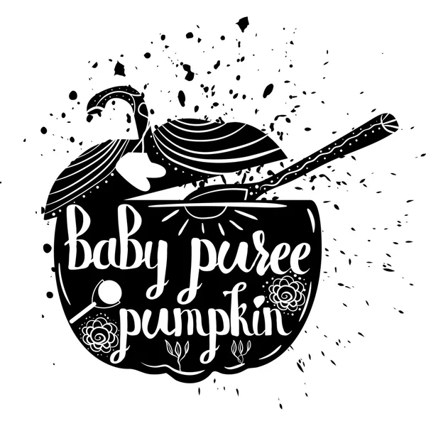 Baby food pumpkin on a white background. Vector — ストックベクタ