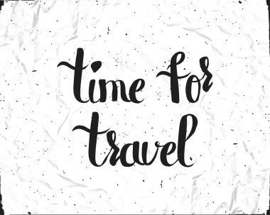 Typographic composition for printing on white paper mint. Time for travel.