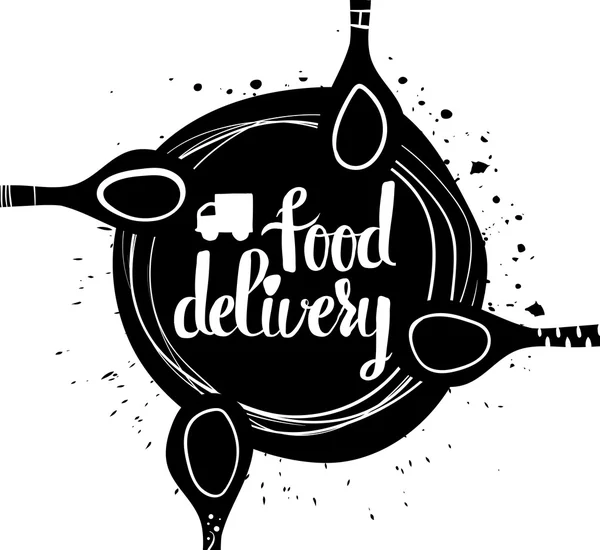 Poster on white background food delivery — Stock Vector