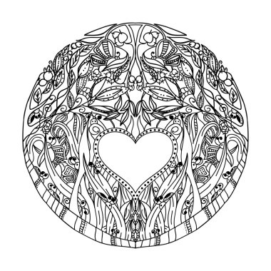 Decorative hand pattern with the image of forest nature for book coloring pages for adults. Antistress. Vector