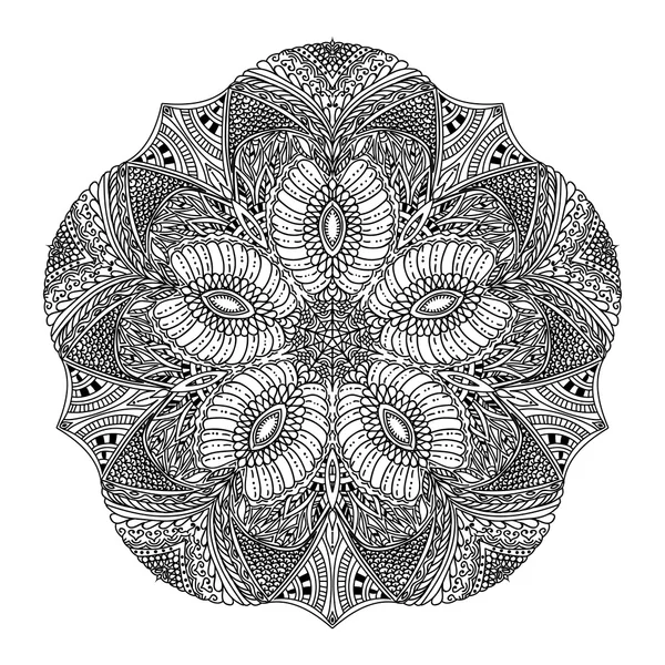 Elementos decorativos étnicos desenhados à mão isolados no fundo branco. Islã, árabe, indiano, motivos otomanos. Mandala floral. Vetor — Vetor de Stock