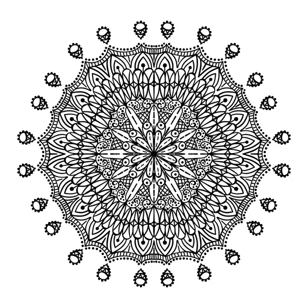 Elementos étnicos decorativos dibujados a mano aislados sobre fondo blanco. Islam, árabe, indio, motivos otomanos. Mandala. Vector — Vector de stock