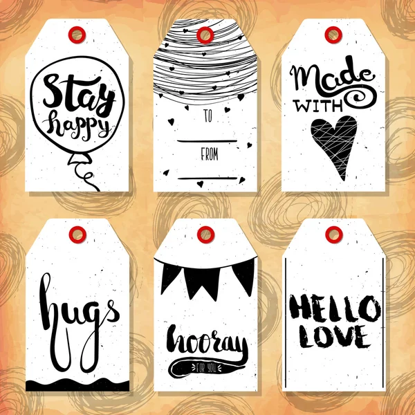 Collection handdrawn in the style of the lovely ready-made gift tags with love for lovers. Vector Royalty Free Stock Illustrations