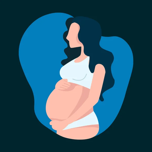 Chica Embarazada Colores Oscuros — Vector de stock
