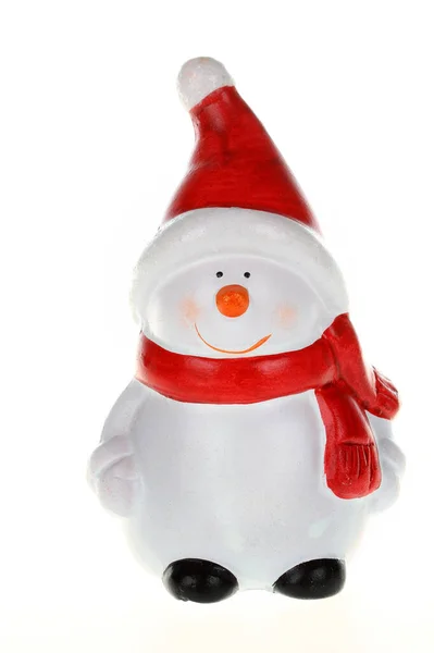 Рождественские Украшения Кукла Снеговика Костюме Санта Клауса — стоковое фото