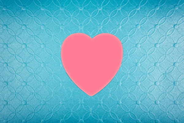 Coração Rosa Fundo Azul Texturizado Pastel Conceito Mínimo Dia Dos — Fotografia de Stock