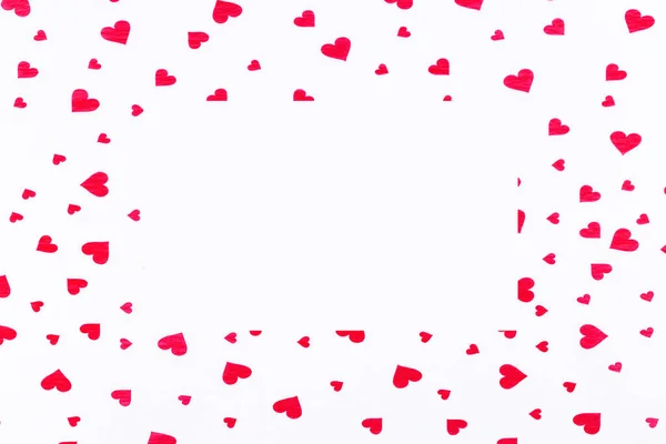 Kopyalama Alanı Olan Kırmızı Kalpler Minimal Sevgililer Günü Konsepti — Stok fotoğraf