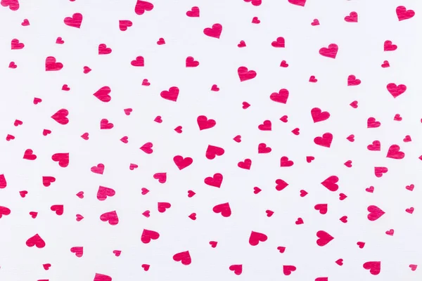 Corações Vermelhos Branco Fundo Mínimo Dia Dos Namorados — Fotografia de Stock