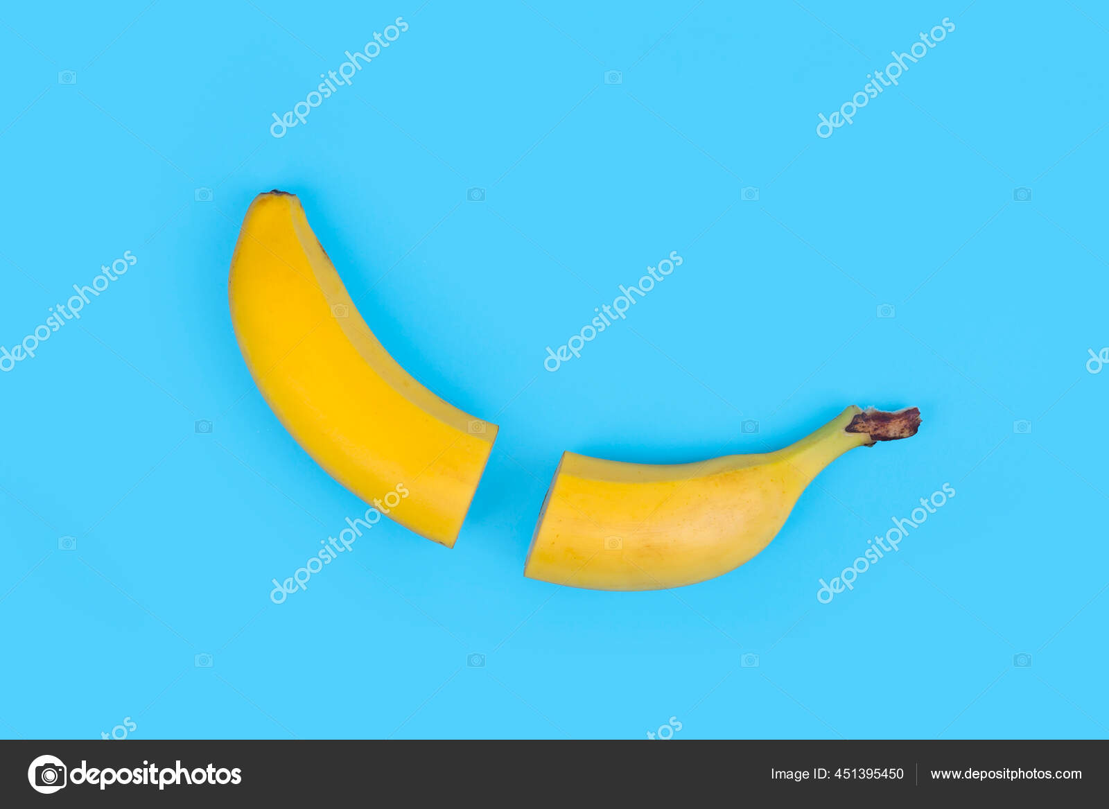 Fresh Banana Cut Half Light Blue Background Stock Illustration by ©darezare 451395450