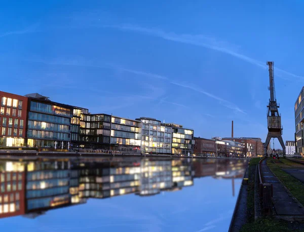 Muenster, Nordrhein-Westfalen - Germany - Muenster Hafen Hafenviertel blue Hour — Stock Photo, Image