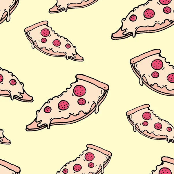 Vettore senza soluzione di continuità modello di pizza cartone animato — Vettoriale Stock