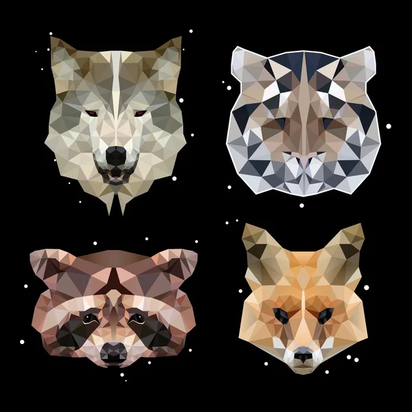 Abstract geometric polygonal animals. Modern design, polygonal. — Stock Vector
