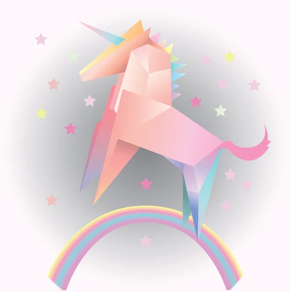 Modelo poligonal triángulo unicornio vector abstracto, origami . — Archivo Imágenes Vectoriales