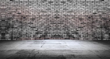 Retro tuğla duvar ile beton zemin