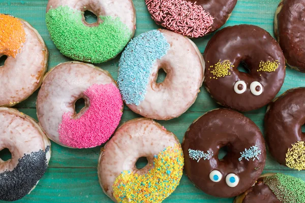 Various baked donuts, sweet food — Stock Photo, Image