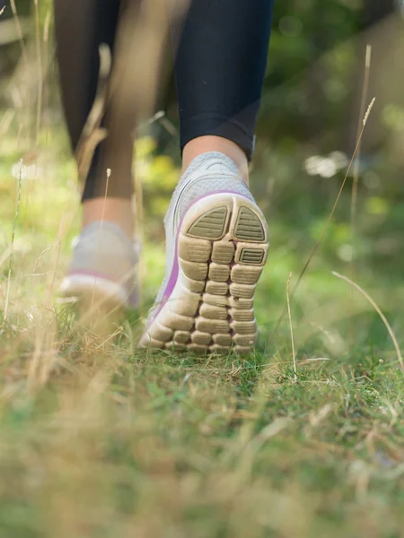 Runner feet running closeup on shoe — Stock Photo, Image