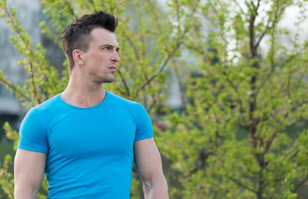 Runner - running athlete man. Male sprinting during outdoors tra — Stock Photo, Image