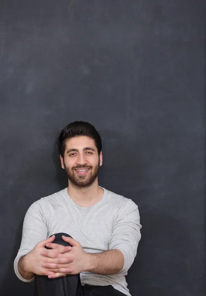 Portrait of Happy young man looking up to copy space — Stock Photo, Image