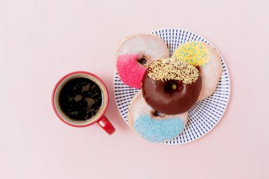 fresh donuts with coffee clipart