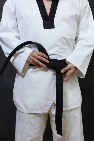 Caça Karate Branco Isolado — Fotografia de Stock