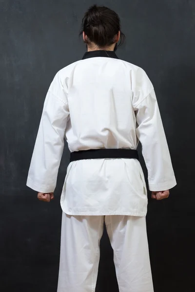 Fehér Karate harcos elszigetelt — Stock Fotó