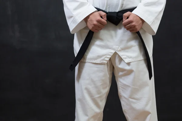 Caça Karate Branco Isolado — Fotografia de Stock