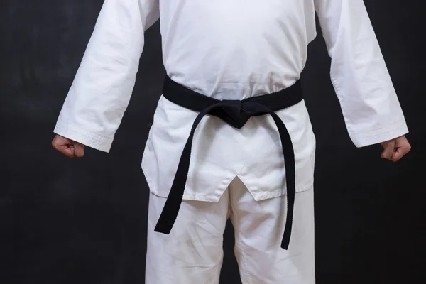 Karate blanco combatiente aislado — Foto de Stock