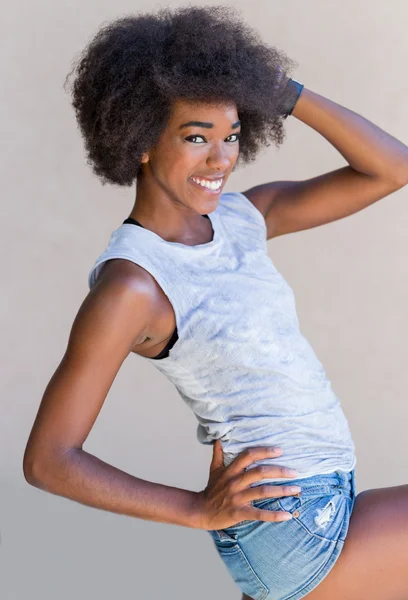 young woman with afro hair