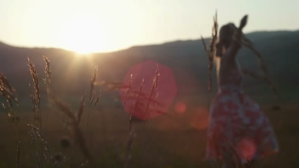 Vista romântica ao pôr do sol, luz dourada — Vídeo de Stock