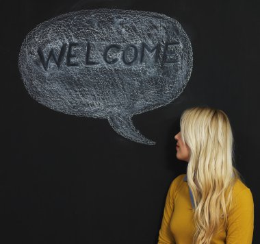 Düşünce balonu blackboard / kara tahta.
