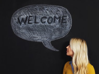 Düşünce balonu blackboard / kara tahta.
