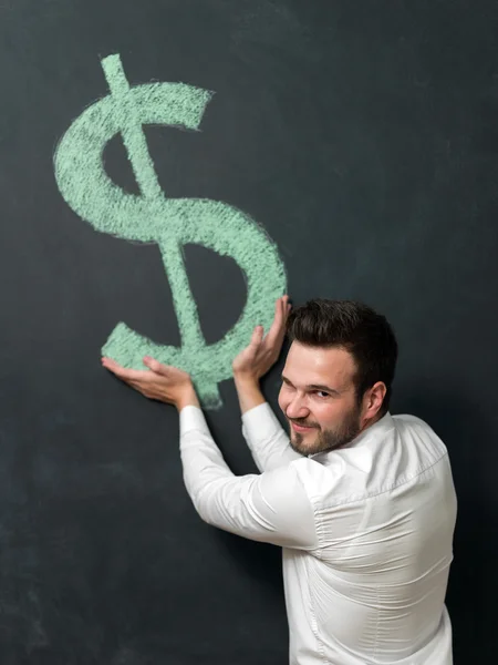 Hombre con barba ahorrando dinero — Foto de Stock