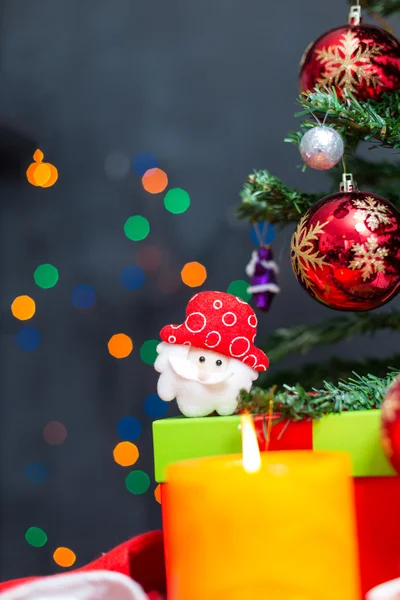 Decorated Christmas tree on blurred, sparkling and fairy backgro — Stock Photo, Image