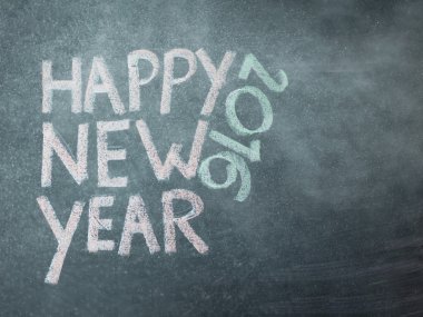 Mutlu yeni yıl 2016, el ile Tebeşir tahtaya vint yazma