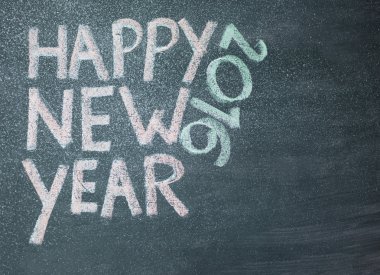 Mutlu yeni yıl 2016, el ile Tebeşir tahtaya vint yazma