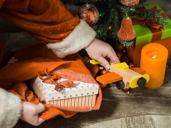 Holidays, celebration and people concept - close up of santa cla — Stock Photo, Image