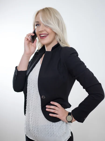 Business woman talking on the phone - isolated over white — Stock Photo, Image